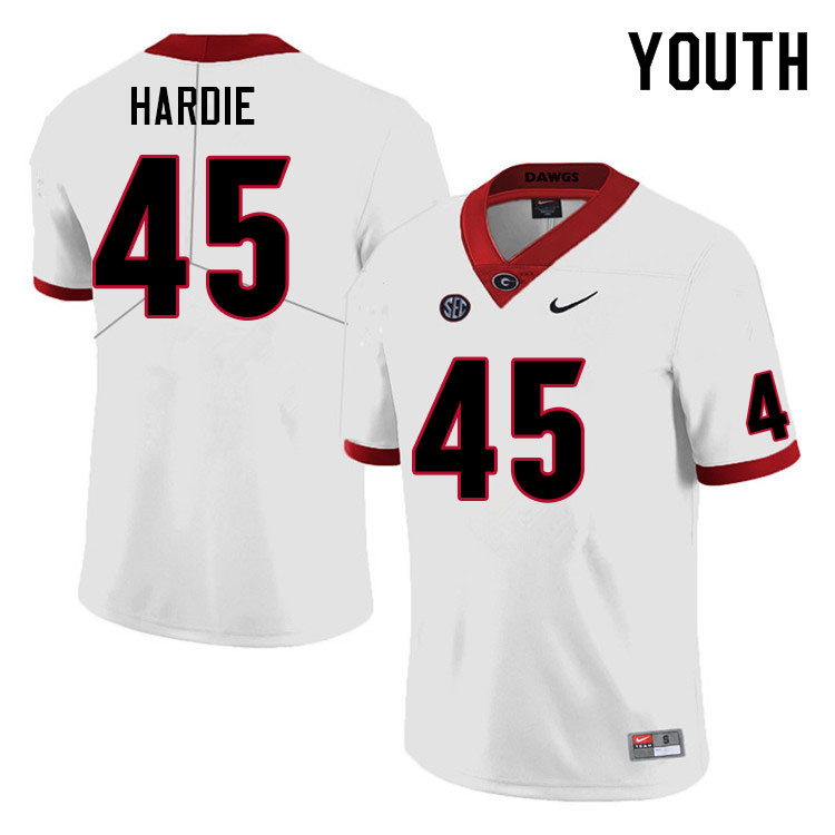 Youth #45 Jacob Hardie Georgia Bulldogs College Football Jerseys Sale-White
